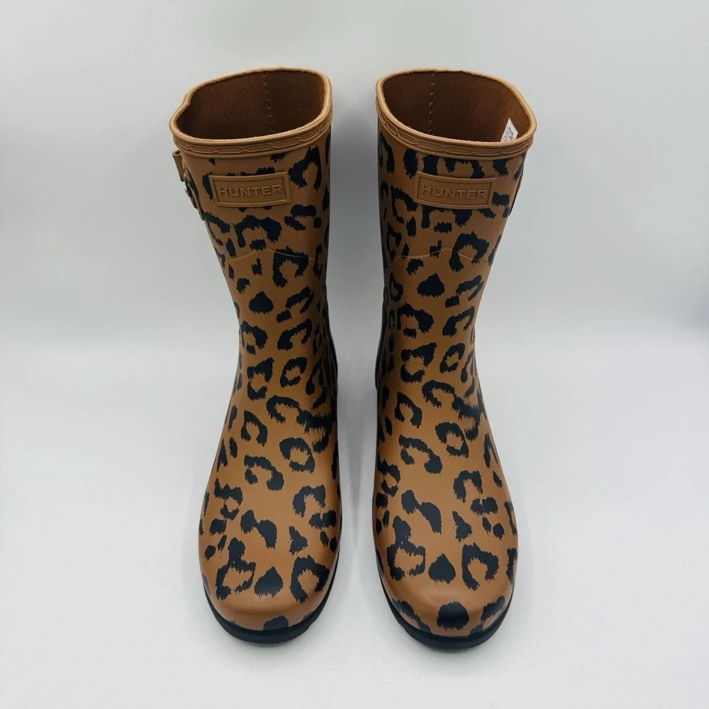 Hunter Original Refined Rain Boots Women's Size‎ 8 Leopard Print Brown